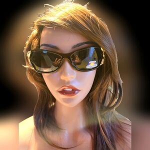 Y2K-inspired Brown Polarized Butterfly Sunglasses Vintage Wrap Around Sunshades